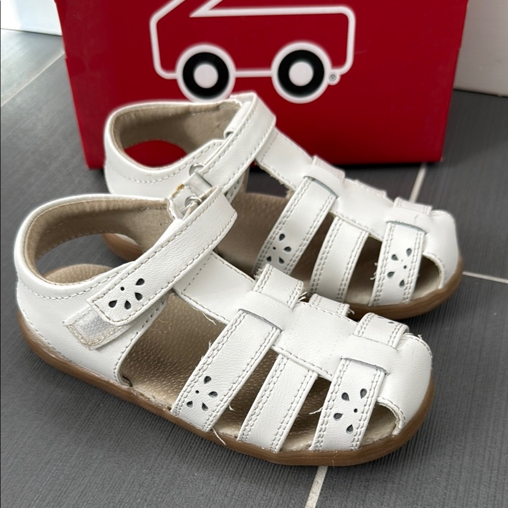 See Kai Run White Leather Fisherman Sandals for Kids